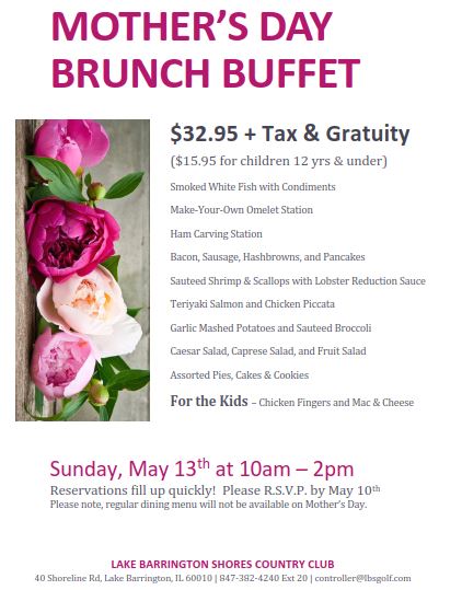 Mother's Day Brunch Buffet - Lake Barrington Shores